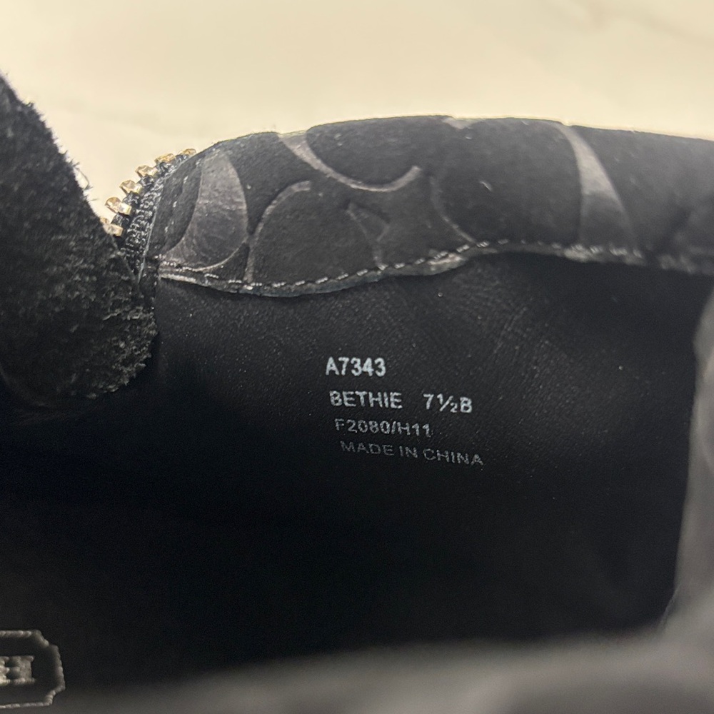Coach Black Napa leather & SUEDE Heeled Ankle Booties. - Picture 17 of 17